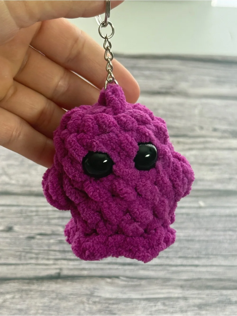 Handmade Purple Crochet Ghost Keychain – 3”